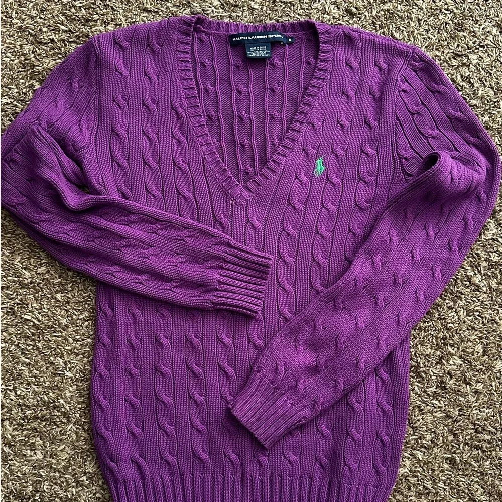 Polo by Ralph Lauren V-Neck Sweater in Deep Purple - Picture 4 of 4